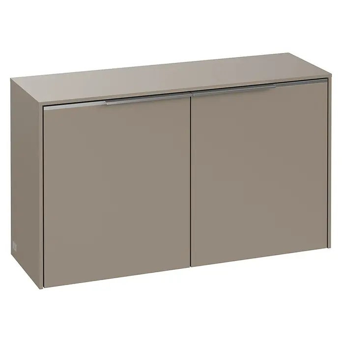 Villeroy & Boch Subway 3.0 Seitenschrank - B x T x H: 72,8 x 25,6 x 42,3 cm, Taupe, DIN Anschlag: Links/Rechts, Farbe Griff: Aluminium glänzend - Schlichtes, zweitüriges Sideboard in elegantem Taupe mit minimalistischen Griffen. Ideal für modernes Wohnambiente & zusätzlichen Stauraum.