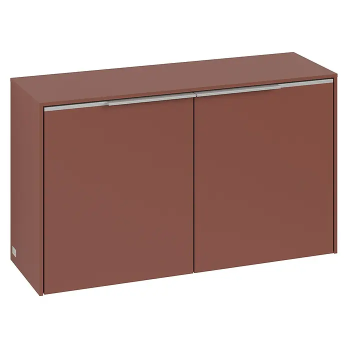 Villeroy & Boch Subway 3.0 Seitenschrank - B x T x H: 72,8 x 25,6 x 42,3 cm, Wine Red, DIN Anschlag: Links/Rechts, Farbe Griff: Aluminium glänzend - Brauner Schrank mit zwei Türen und horizontalen Griffen. Perfekt für die Aufbewahrung im Wohnzimmer oder Schlafzimmer.