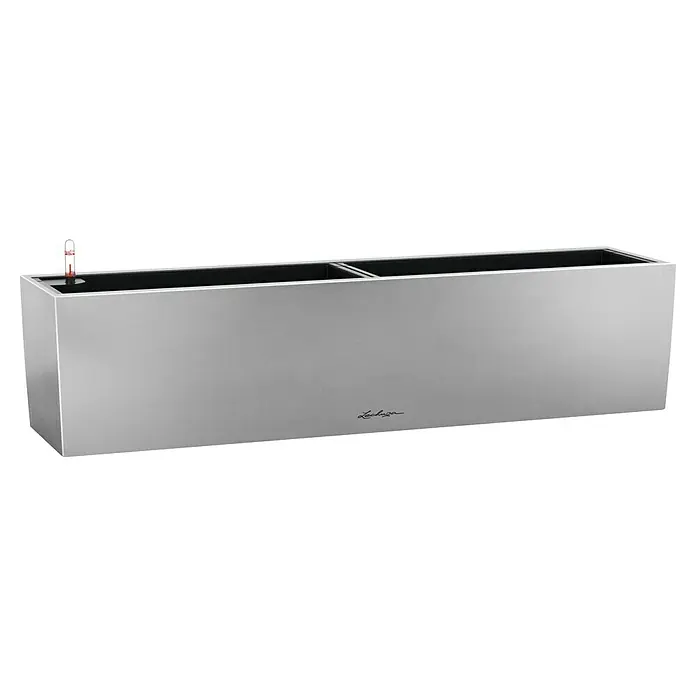 Lechuza Balkonkasten Balconera Steel - Max. Außenlänge: 80 cm, Perlgrau, Edelstahl - Rechteckiger Pflanzkasten mit Wasserstandsanzeige, ideal für stilvolle Bepflanzung im Innen- und Außenbereich. Das schlichte Design fügt sich nahtlos ein.