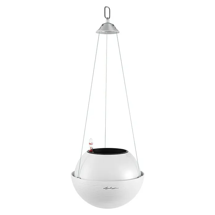 Lechuza Color Blumenampel Bola - Ø x H: 23 x 18 cm, Kunststoff, Weiß - Ein weißer, hängender Blumentopf mit integriertem Bewässerungssystem. Das moderne Design von Lechuza ist ideal für stilvolle Pflanzenarrangements.