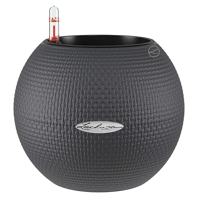 Lechuza Pflanztopf Puro Color 20 - Außenmaß (Ø x H): 20 x 16 cm, Kunststoff, Grau, Matt - Runder, anthrazitfarbener LECHUZA Pflanzkübel mit Wasserstandsanzeige, ideal für stilvolle Innen- und Außengestaltung.