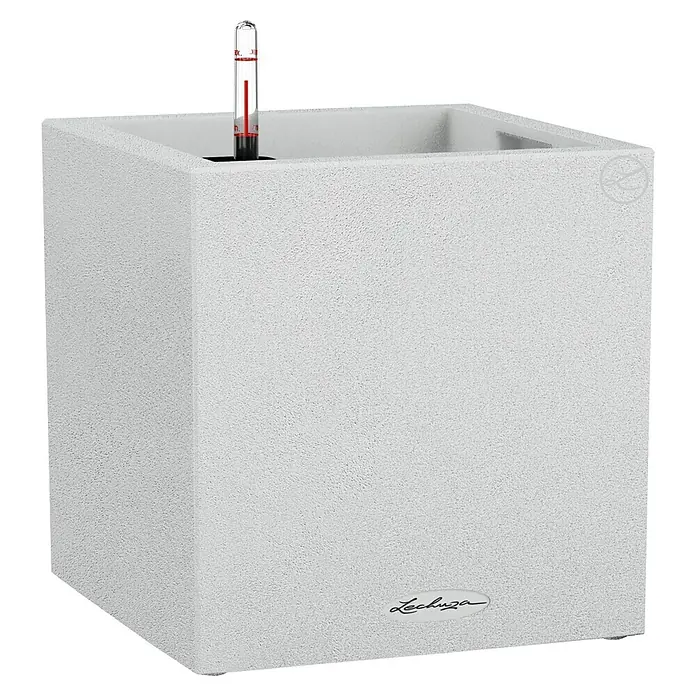 Lechuza Color Pflanzkasten Canto - Außenmaß (L x B x H): 30 x 30 x 30 cm, Kunststoff, Weiß - Der Lechuza Cube Pflanzkübel in Weißbeton-Optik bietet ein modernes Design und ein integriertes Bewässerungssystem für gesunde Pflanzen.