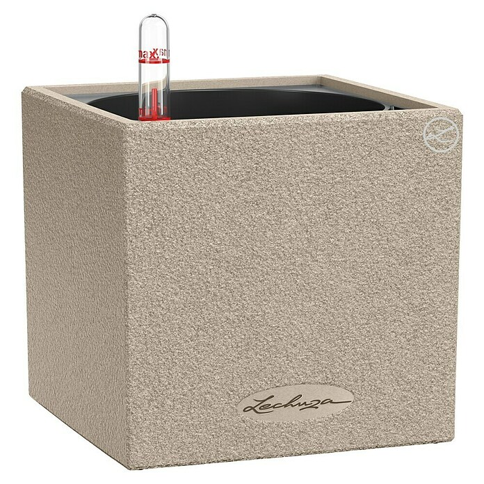 Lechuza Pflanzkübel eckig Canto Stone (Außenmaß (L x B x H): 14 x 14 x 13,5 cm, Kunststoff, Beige) | BAUHAUS