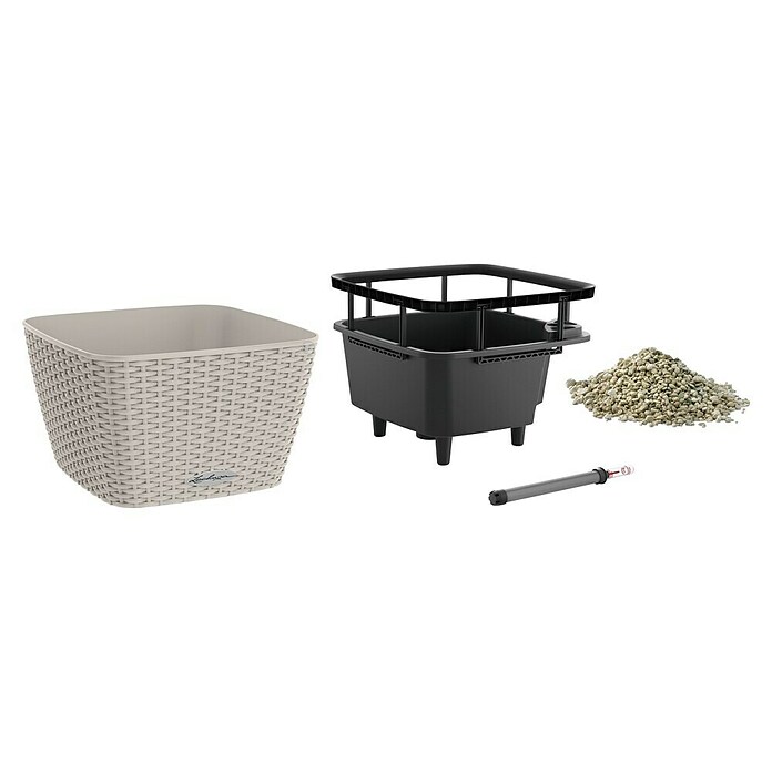 Lechuza Cottage Pflanzschale eckig Bacino (Außenmaß (L x B x H): 30 x 30 x 18 cm, Kunststoff, Sandbraun) | BAUHAUS