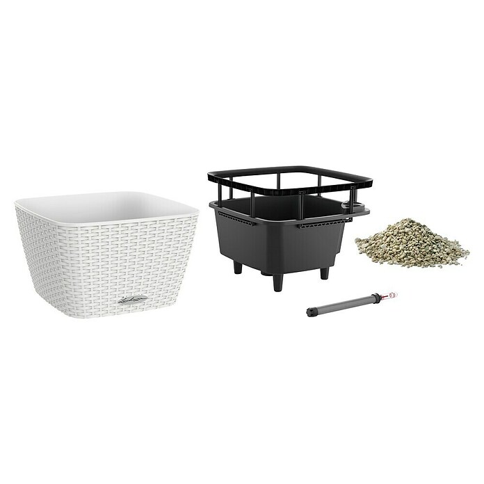 Lechuza Cottage Pflanzschale eckig Bacino (Außenmaß (L x B x H): 30 x 30 x 18 cm, Kunststoff, Weiß) | BAUHAUS