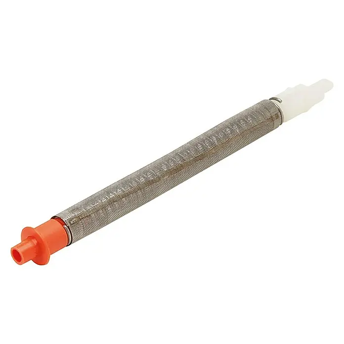 Graco Magnum Filtro - Naranja - Imagen de un filtro de combustible en línea con una conexión naranja y blanca, adecuado para varios motores.