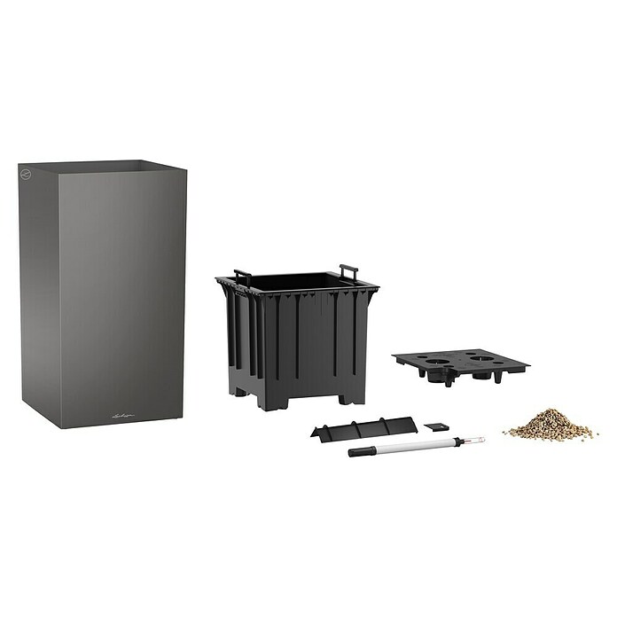 Lechuza Pflanzsäule eckig Canto Premium (Außenmaß (L x B x H): 40 x 40 x 76 cm, Kunststoff, Anthrazit Metallic) | BAUHAUS