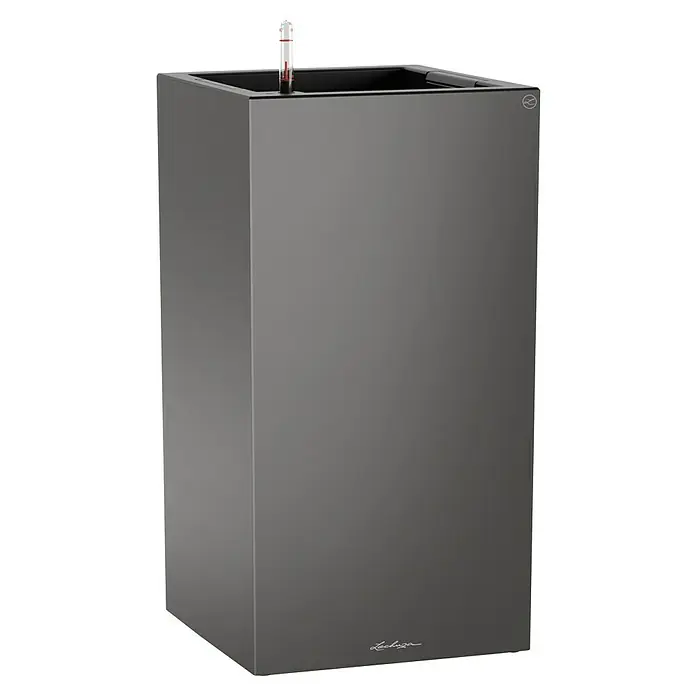 Lechuza Pflanzsäule eckig Canto Premium - Außenmaß (L x B x H): 40 x 40 x 76 cm, Kunststoff, Anthrazit Metallic - Aufnahme eines LECHUZA Pflanzgefäßes in Anthrazit, das ein modernes Design und Funktionalität für Zimmerpflanzen vereint.
