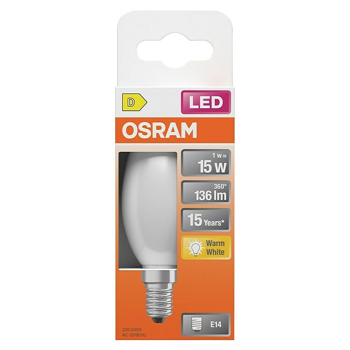 Osram Star LED žarulja Classic B  (E14, Bez prigušivanja, Topla bijela, 136 lm, 1 W) | BAUHAUS