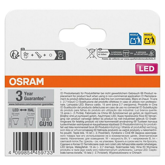 Osram Ledlichtbron (GU10, 2,4 W, 230 lm, 2 st.) | BAUHAUS
