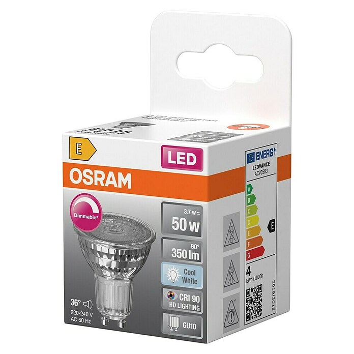 Osram Superstar Ledlamp PAR 16 (GU10, Dimbaar, Koud wit, 350 lm, 3,7 W) | BAUHAUS