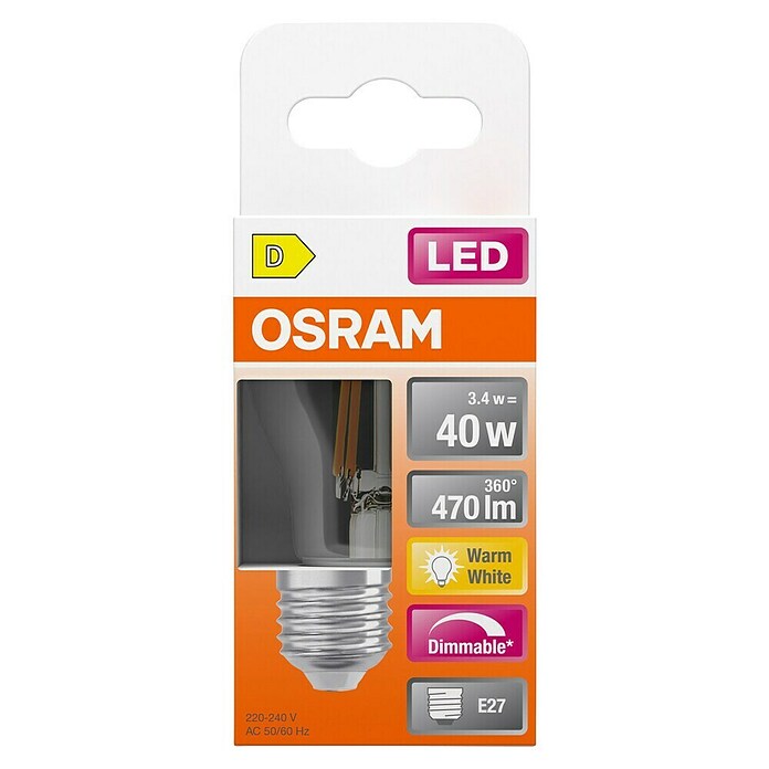 Osram Superstar LED-Lampe Classic P (E27, Dimmbar, Warmweiß, 470 lm, 3,4 W) | BAUHAUS