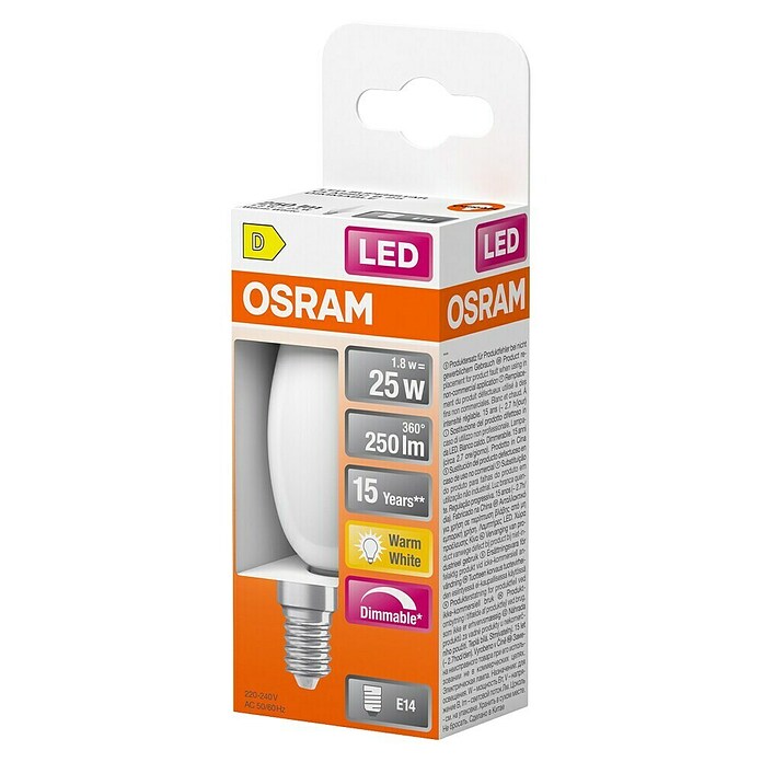Osram Superstar Ledlamp Classic B (E14, Dimbaar, Warm wit, 250 lm, 1,8 W) | BAUHAUS