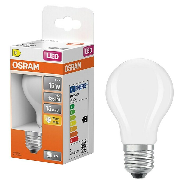 Osram LED sijalka LED Star Classic A 15 Filament 827 Frosted  (E27, 1 W, 136 lm) | LED luči | Svetlila | Elektro in svetila | Izdelki | BAUHAUS
