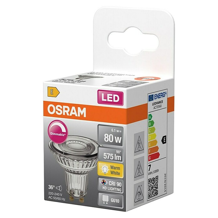 Osram Superstar LED žarulja  (GU10, Može se prigušiti, Topla bijela, 575 lm, 6,1 W) | BAUHAUS