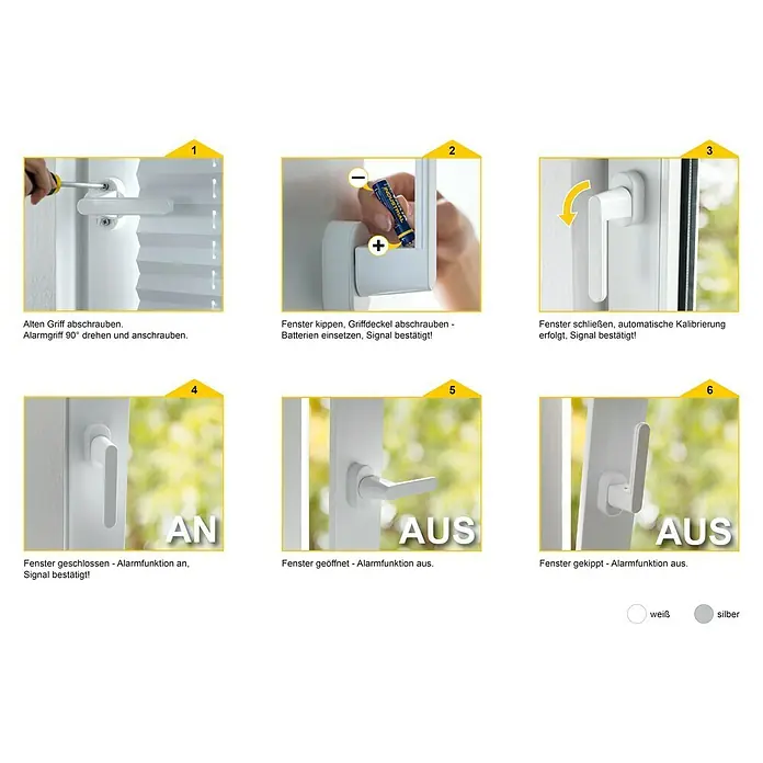 Schellenberg Manilla de ventana con alarma - Blanco, 115 dB - Pasos para cambiar una maneta de ventana. Instrucciones para una instalación segura. La herramienta correcta para resultados óptimos.