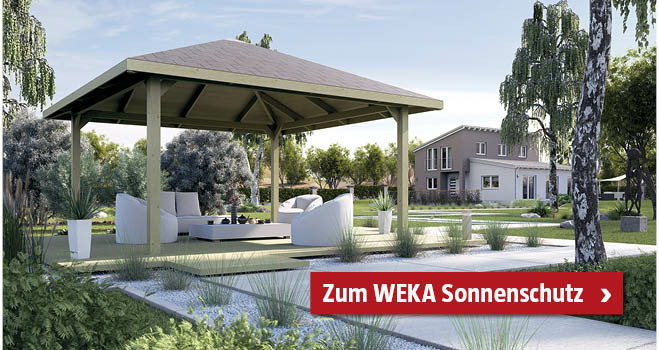 Holz Pavillon im Garten, darunter eine Lounge