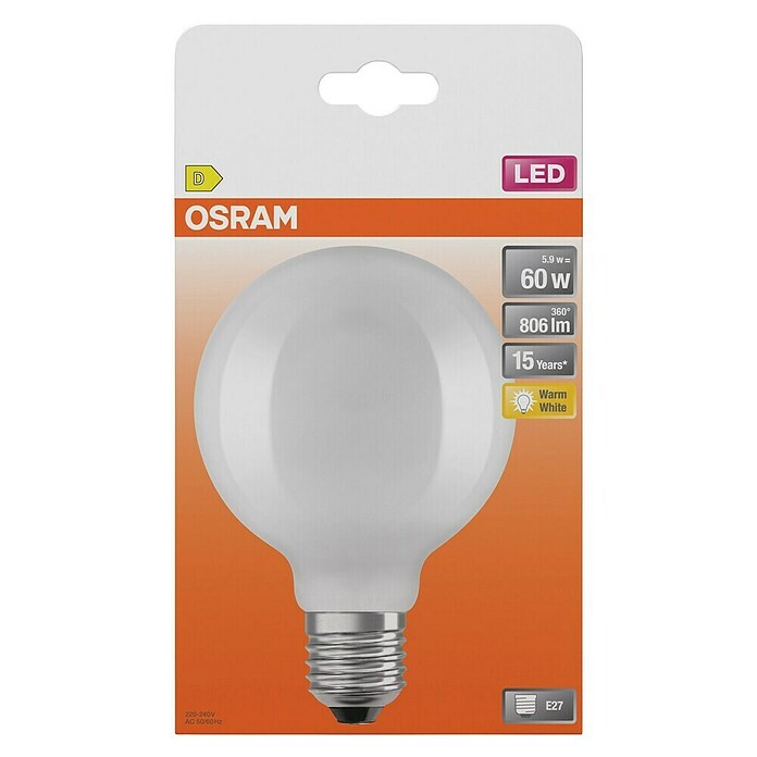 Osram Star LED-Lampe Globe 95 (E27, Nicht Dimmbar, Warmweiß, 806 lm, 5,9 W) | BAUHAUS