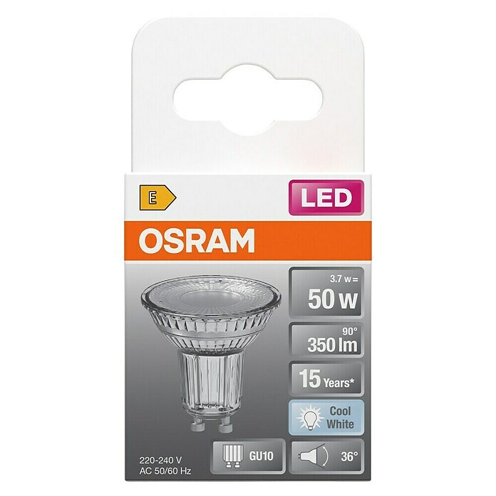 Osram Star LED svetlobni vir PAR16 - 3,7W  (GU10, Ni mogoče zatemniti, Hladno bela, 350 lm, 3,7 W) | LED luči | Svetlila | Elektro in svetila | Izdelki | BAUHAUS