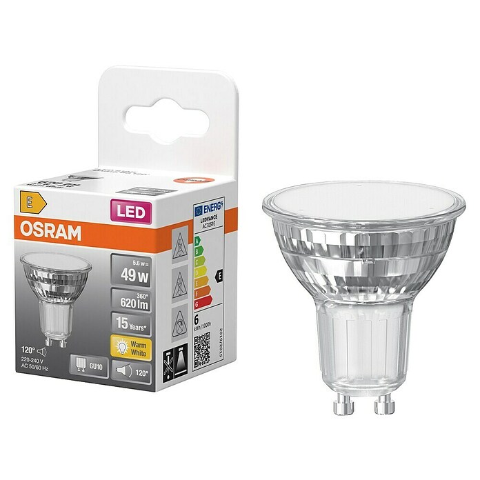 Osram Star Ledlamp PAR16 - 5,6W (GU10, Niet dimbaar, Warm wit, 620 lm, 5,6 W) | BAUHAUS