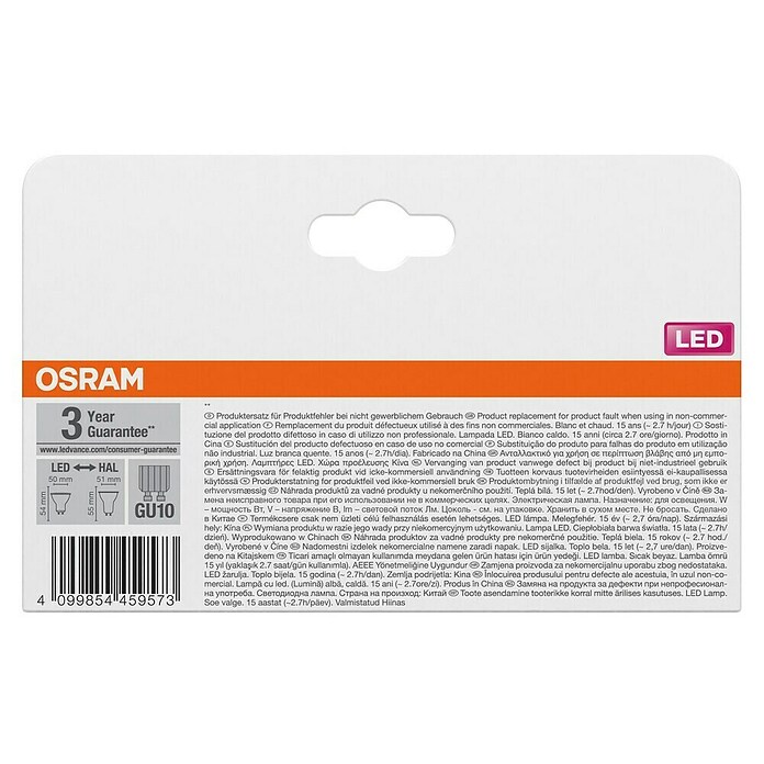 Osram Star LED-Lampen Set PAR16 - 2,4W (GU10, Nicht Dimmbar, Warmweiß, 230 lm, 2,4 W, 3 Stk.) | BAUHAUS