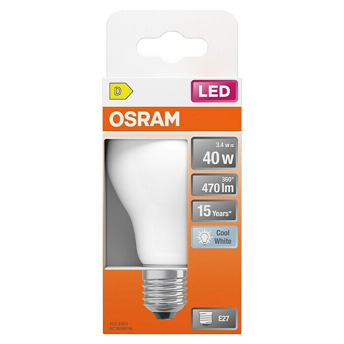Osram Star LED žarulja Classic A - 3,4W  (E27, Bez prigušivanja, Hladna bijela, 470 lm, 3,4 W) | BAUHAUS