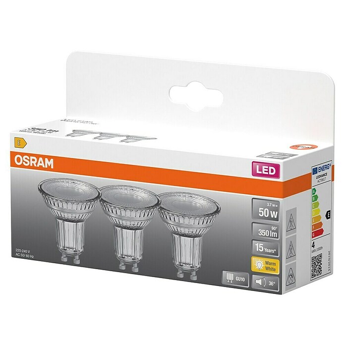Osram LED žarulja PAR16 - 3,7W  (GU10, 3,7 W, 350 lm, 3 Kom.) | BAUHAUS