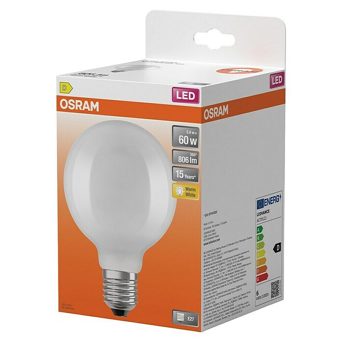 Osram Star LED-Lampe Globe 95 (E27, Nicht Dimmbar, Warmweiß, 806 lm, 5,9 W) | BAUHAUS