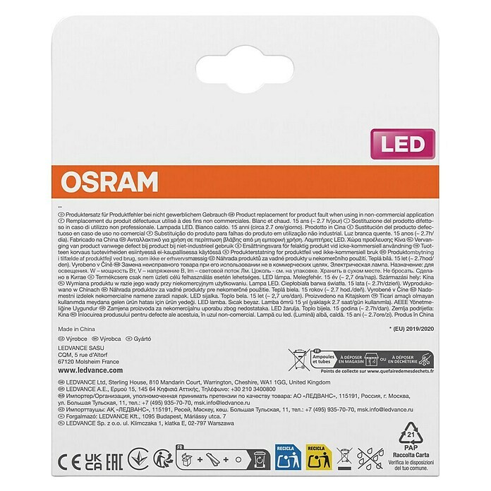 Osram Star Set LED sijalk Classic A  (E27, Ni mogoče zatemniti, Toplo bela, 806 lm, 5,9 W, 2 kos) | LED luči | Svetlila | Elektro in svetila | Izdelki | BAUHAUS