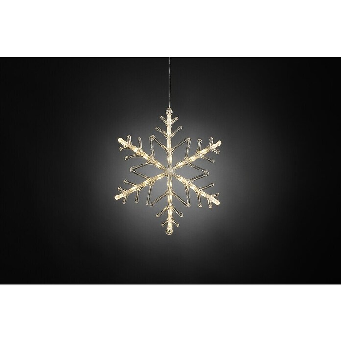 Konstsmide LED-Weihnachtsleuchte Schneeflocke (Außen, Durchmesser: 40 cm, 24-flammig, Warmweiß, Batteriebetrieben)