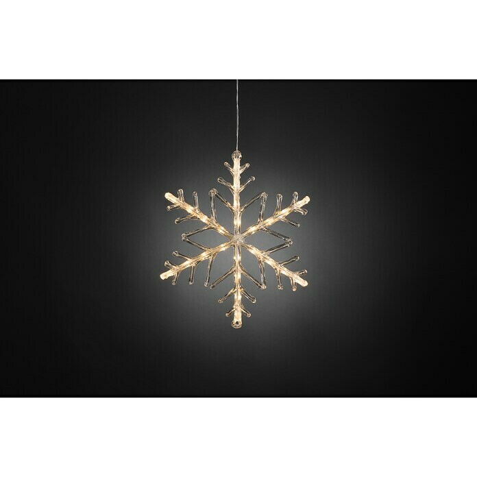 Konstsmide LED-Weihnachtsleuchte Schneeflocke (Außen, Durchmesser: 40 cm, 24-flammig, Warmweiß, Batteriebetrieben)