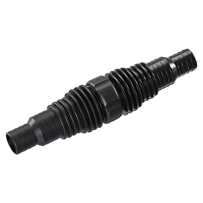 Oase Schlauchverbinder 1" - Größe Anschluss: 1″, Durchmesser: 25 mm - Schwarzer flexibler Abflussschlauch mit gerippter Oberfläche und zentraler Verbindung. Ideal für Waschbecken und Spülen.