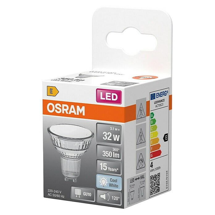 Osram Star Ledlamp PAR16 - 3,1W (GU10, Niet dimbaar, Koud wit, 350 lm, 3,1 W) | BAUHAUS