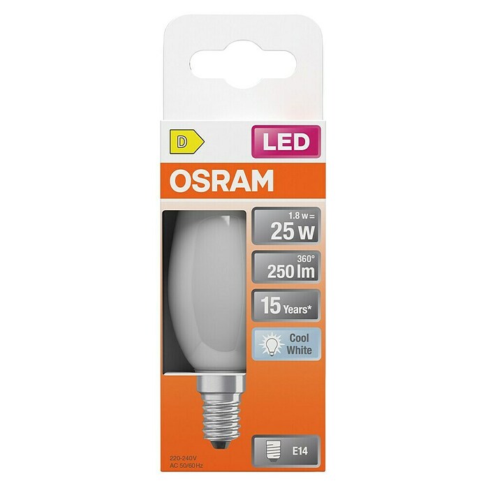 Osram Star LED-Lampe Classic B - frosted (E14, Nicht Dimmbar, Kaltweiß, 250 lm, 1,8 W) | BAUHAUS