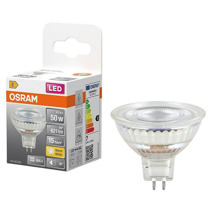 Osram Star Ledlamp MR16 (GU5,3, Niet dimbaar, Warm wit, 621 lm, 6,1 W) | BAUHAUS