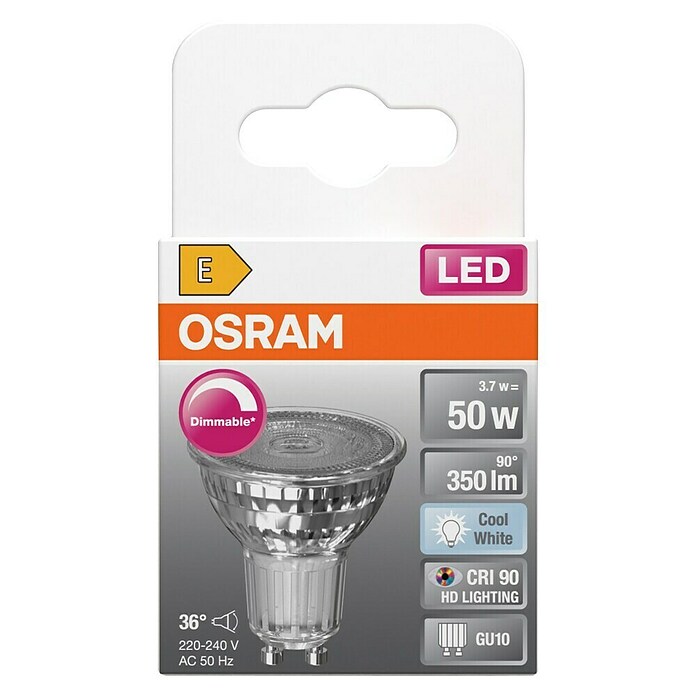 Osram Superstar Bombilla LED (GU10, Intensidad regulable, Blanco frío, 350 lm, 3,7 W) | BAUHAUS