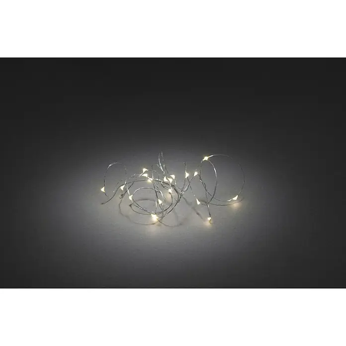 Konstsmide LED-Lichterkette - Innen, Lichtfarbe: Warmweiß, Anzahl Leuchtmittel: 40 Stk., Batteriebetrieben - Silberdraht-Lichterkette mit warmweißen LEDs, ideal für stimmungsvolle Dekorationen im Innenbereich, die eine gemütliche Atmosphäre schaffen.