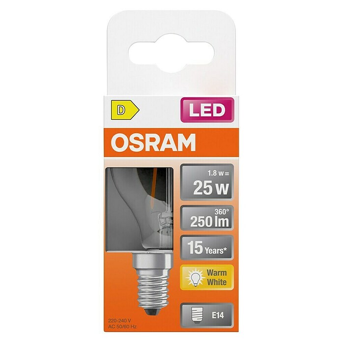 Osram Star LED žarulja Classic P  (E14, Bez prigušivanja, Topla bijela, 250 lm, 1,8 W) | BAUHAUS