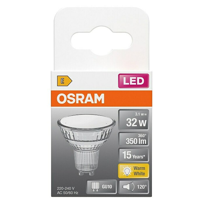 Osram Star LED svetlobni vir PAR16 - 3,1W  (GU10, Ni mogoče zatemniti, Toplo bela, 350 lm, 3,1 W) | LED luči | Svetlila | Elektro in svetila | Izdelki | BAUHAUS
