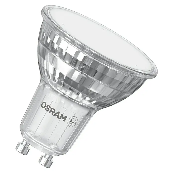 Osram Star LED-Lampe - GU10, Nicht Dimmbar, Warmweiß, 620 lm, 5,6 W - Produktaufnahme einer Osram Lampe, die eine helle und effiziente Beleuchtungslösung für den Innenbereich bietet.