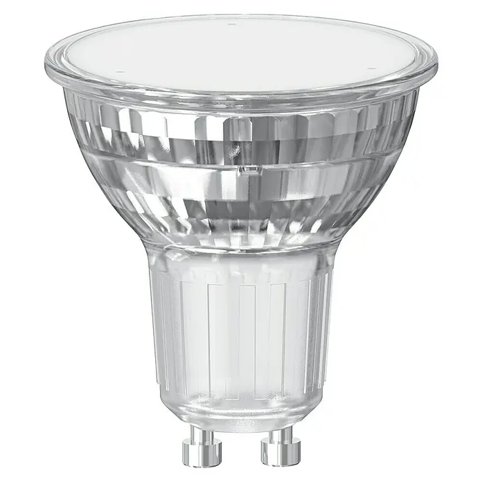 Osram Star LED-Lampe - GU10, Nicht Dimmbar, Warmweiß, 620 lm, 5,6 W - Nahaufnahme einer LED-Glühbirne mit MR16-Sockel, ideal für energieeffiziente Beleuchtung in verschiedenen Anwendungen.