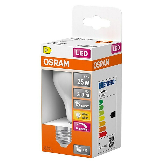 Osram Superstar Ledlamp Classic A (E27, Dimbaar, Warm wit, 250 lm, 1,8 W) | BAUHAUS