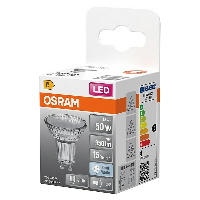 Osram Star LED svetlobni vir PAR16 - 3,7W  (GU10, Ni mogoče zatemniti, Hladno bela, 350 lm, 3,7 W) | LED luči | Svetlila | Elektro in svetila | Izdelki | BAUHAUS