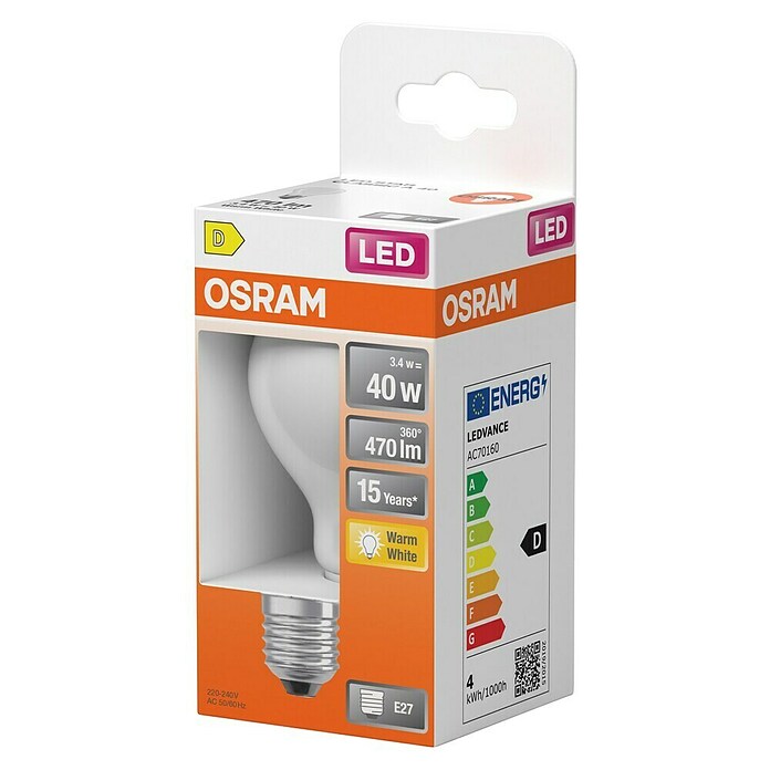 Osram Star LED svetlobni vir Classic A - mat  (E27, Ni mogoče zatemniti, Toplo bela, 470 lm, 3,4 W) | LED luči | Svetlila | Elektro in svetila | Izdelki | BAUHAUS