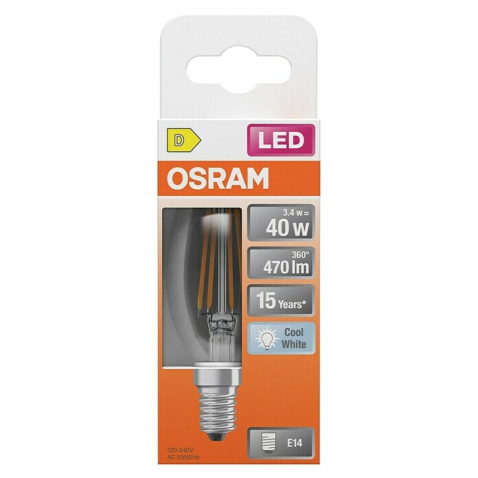 Osram Star LED žarulja Classic B  (E14, Bez prigušivanja, Hladna bijela, 470 lm, 3,4 W) | BAUHAUS