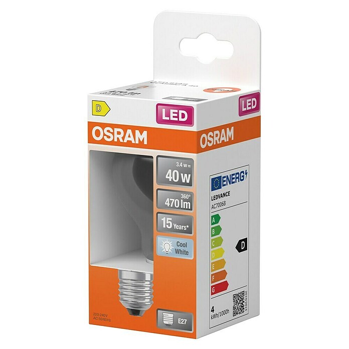 Osram Star Bombilla LED Filamento (E27, No regulable, Blanco frío, 470 lm, 3,4 W) | BAUHAUS