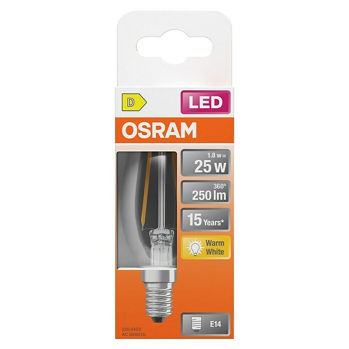 Osram Star LED žarulja Classic B - 1,8W  (E14, Bez prigušivanja, Topla bijela, 250 lm, 1,8 W) | BAUHAUS
