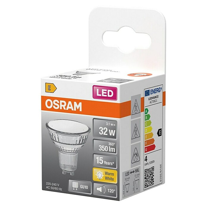 Osram Star Ledlamp PAR 16 (GU10, Niet dimbaar, Warm wit, 350 lm, 3,1 W) | BAUHAUS