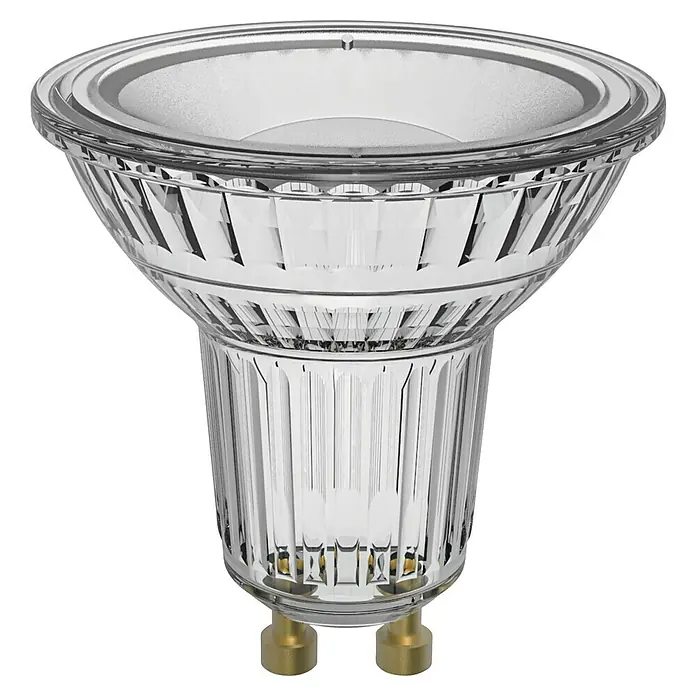 Osram LED-Lampe PAR16 - 6,9W - GU10, 6,9 W, 650 lm - Ein detailreiches Bild einer klaren GU10 LED-Lampe, die ihre moderne Bauweise und Funktionalität hervorhebt.