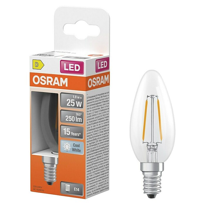 Osram Star LED-Lampe Classic B (E14, Nicht Dimmbar, Kaltweiß, 250 lm, 1,8 W) | BAUHAUS